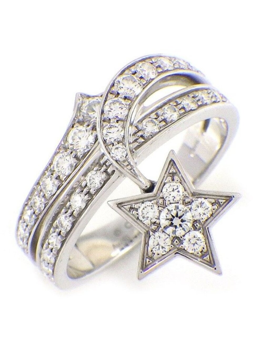 Chanel Ring Comet Shooting Star Motif Half Circle Pave 39 Points Diamond